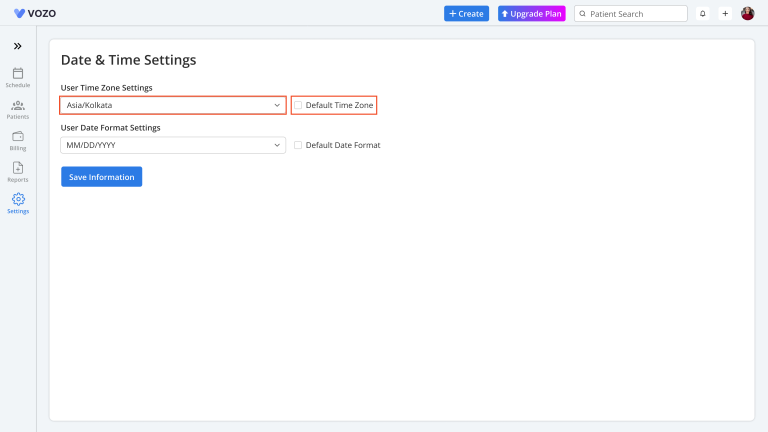 Time Zone Settings – help.vozohealth.com